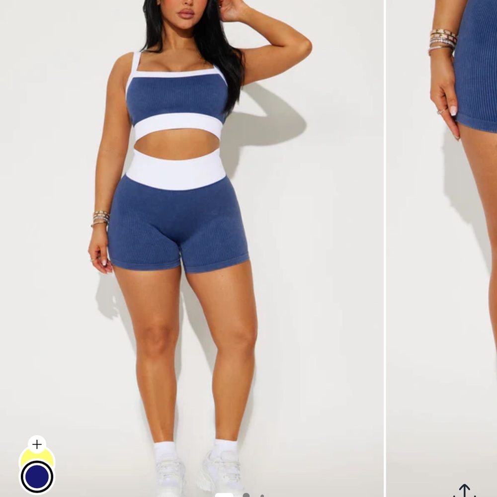 NWT Fashion Nova Ribbed Athletic Shorts - Blue and White